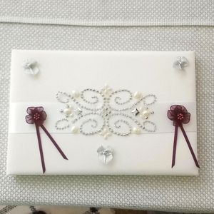 Wedding guest book. 9.75 inches by 6.5 inches
